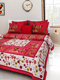 Jaipuri cotton bedsheet combo pack, 2 double queen sets with 4 pillow covers, Indian-inspired pattern, fine quality for adults