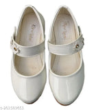 Vclassic kids white patent leather ballerina flats for girls partywear - woven design, Velcro fastening, size range 18-11 years, made in India