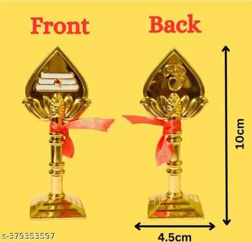 Gold-plated brass Murugan Vel yantra, ornate Indian spiritual accessory (10x10x10cm, N1)