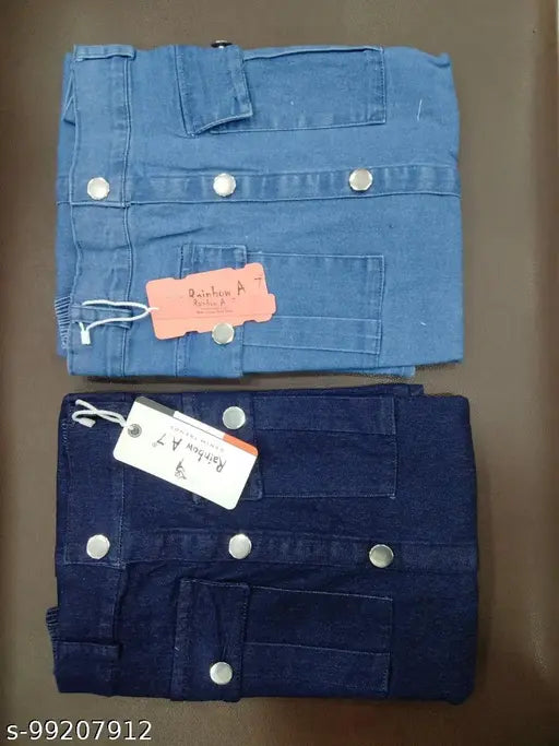 Navy blue denim long skirt, solid pattern, full comfort for women's wardrobe, size 24, 26, 28 or XS, S, M. Made in India