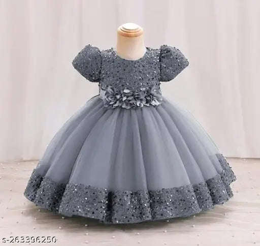Embellished net Sleeveless Jasmine Gary computer dress in Super Net, perfect choice for baby & kids parties. Hand-embroidered, 12-18 Months to 6-7 Years, Indian origin