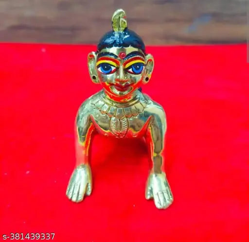 Pure brass Krishna Idol, Ladli ji size 4, Indian handcrafted religious statue