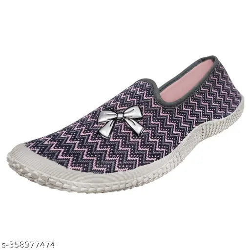 Striped synthetic slip-on ballerinas (IND-6, IND-8) - Indian casual women's footwear