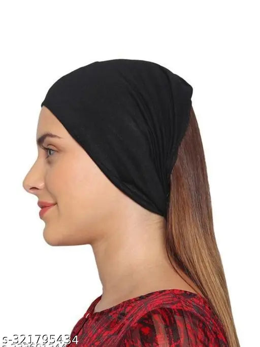 Trendy cotton canvas Hijab Cap set, solid pattern, two pieces, Indian origin