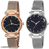Black magnetic women's watch with starry sky quartz design, perfect fashion accessory for festivals or gifts