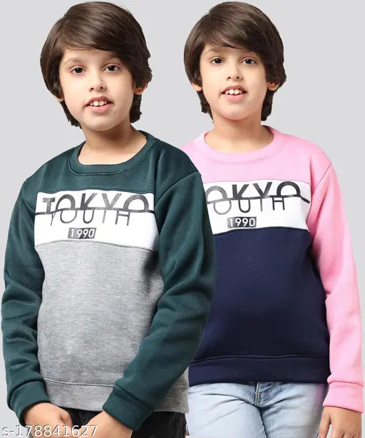 Stylish and comfortable woolen full sleeve winter sweatshirt/sweater for boys & girls. Warm, printed net design for casual outings. India-made kids' wear