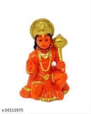 Orange polyresin Hanuman Ji Murti statue for pooja, car dashboard, or home decor, 3 inches