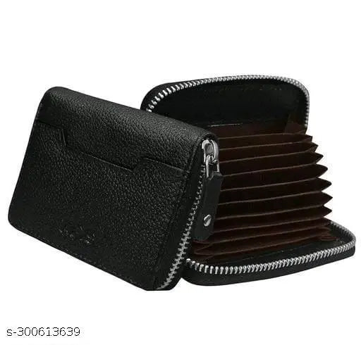 Leather wallet with 9 card slots & 2 money pockets, printed design for free size accessory
