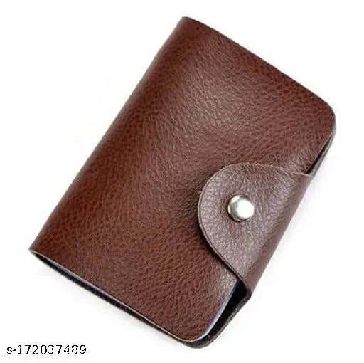 Black PU leather men's wallet with card holder, featuring 14 secure slots and solid construction. Handcrafted genuine leather design, ideal for everyday use