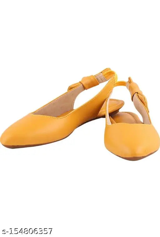 Synthetic ballerina flats, solid pattern Women's Point Bow Bellie, Indian origin