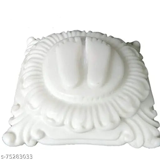 Handcrafted multicolor polymarble Sai Ganesh Arts Charan Paduka figurine, white ceramic God idol for pooja room decor