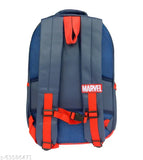 Silver polyester net Kraft bag for kids, features Spiderman design, waterproof, free size with three compartments and water bottle holder