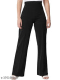 Cotton Lycra women's trouser - solid color, comfortable pleat-front style for casual occasions and semi-formal wear. Easy to wear with versatile zipper fly closure, suitable for all body types. Available in sizes XXS-24 to M. Made in India