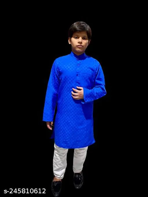 Traditional kids cotton kurta paijama set, solid pattern in various sizes for ages 8-14 years, Indian origin