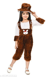 Luxurious brown woolen winter jumpsuit for girls with matching hat, perfect for cold weather and special occasions
