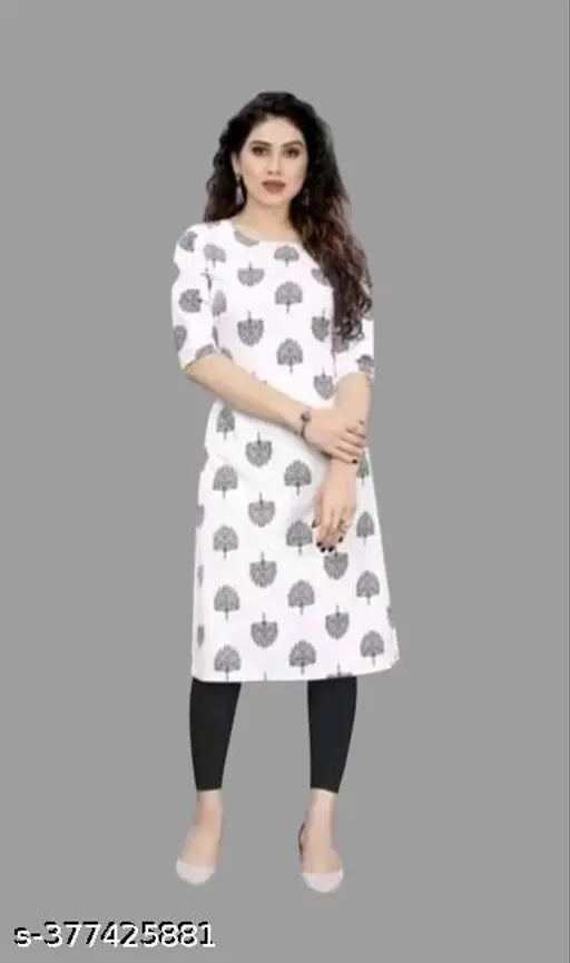 Crepe printed kurti for women, three-quarter sleeve, Indian fashion wear