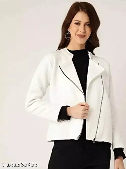 Women's long-sleeved solid-color winter zip jacket, size XS (bust 32in, length 25in), made in India