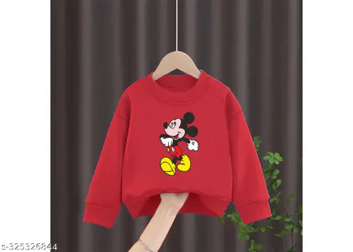 Cotton blend kids sweatshirt, winter wear with cartoon print - vibrant, fun design for children aged 2-8 years. Made in India