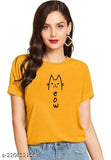 Cute MEOW print cotton t-shirt, short sleeves for women & girls (S/36in), stylish & trendy by ELEVAJAET