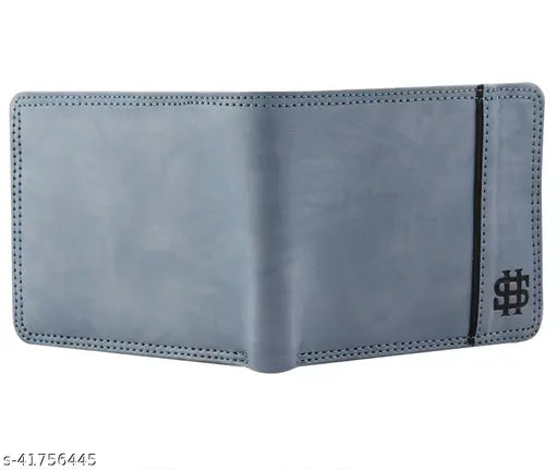 Faux leather men's wallet, free size (12cm x 10cm), 5 card slots, coin pocket, ID/photo window. High-quality, stylish, casualtrendy wallet from India
