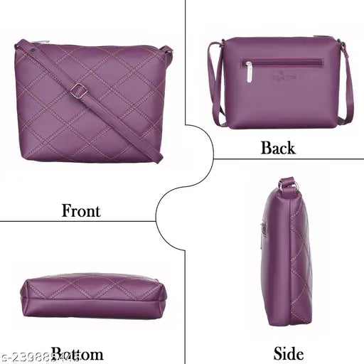 PU women's sling bag, self-design pattern, water-resistant quality, 1 main zip compartment, 2 pockets