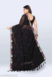Black Georgette saree with embroidered blouse, Indian fashion for any occasion