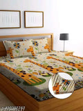 Cotton floral fitted elastic bedsheet, superfine quality for summer, 2 pillow covers included by RPAH CREATIVE