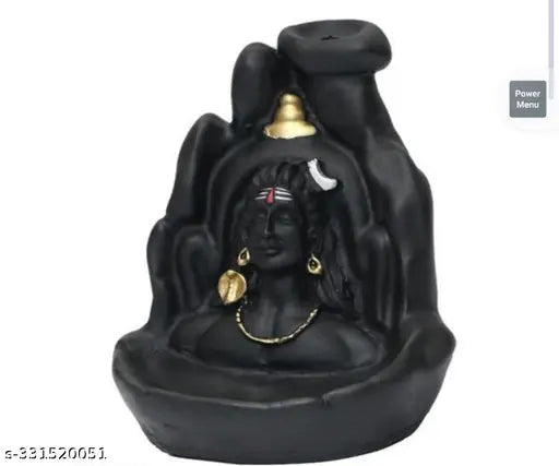 Wooden Adiyogi Shivshankar Backflow Incense Holder with 20 Free Cones, decorative showpiece for home or office