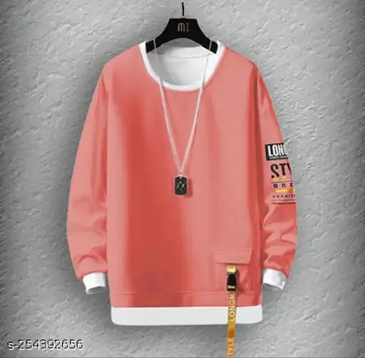 Yellow cotton blend full sleeve men's t-shirt with round neck, ideal for casual wear
