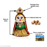 Multicolor wooden Lord Riddhi Siddhi Ganpati idol for home temple, Diwali home decoration made of Supari betel nuts