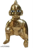 Brass Bal Gopal/Laddu Gopal idol, certified by Astrologer, offers prosperity & happiness. Size Two, 6 cm length, 6.5 cm height. Made in India