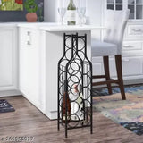 Matte black wooden eminence Art Floor Wine Bottle Rack, holds 12 vintages, space-saving design