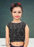 Poly silk party wear saree for baby princess, embellished net blouse with multiple pieces for attractive sizes 3-14 years