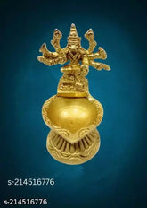 Brass Varahi Amman Deepam figurine, 300g, 10cm x 10cm x 6cm, traditional Indian god idol with lit deepam