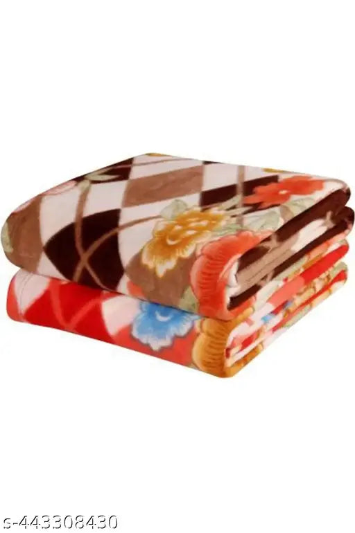 Fleece floral swaddlers, classy blankets for mild winter, 2 pack, India-made