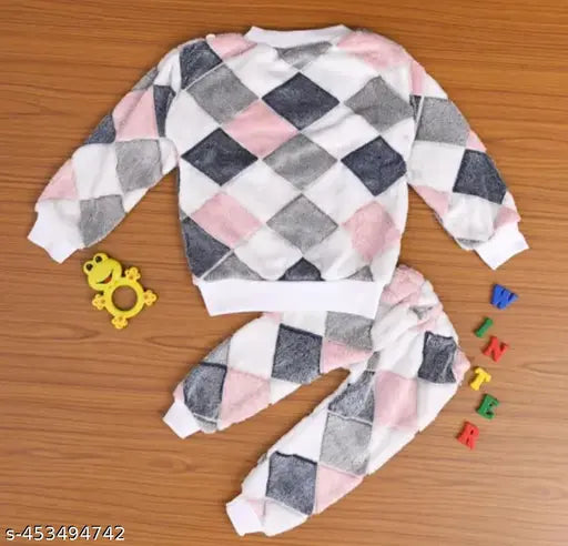 Wool winter dress by MISCHIF FASHION, self-design with long sleeves. Comfortable fit for infants and toddlers (sizes: 0-3M - 1-2Y). Made in India