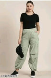 Women's solid polyester new stylish NS cargo pants in sizes 28, 30, 32, 34 from India