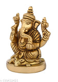 Brass Ganesh Ji statue, 2.5"L x 3.5"H x 2"W, exquisite Indian spiritual decor