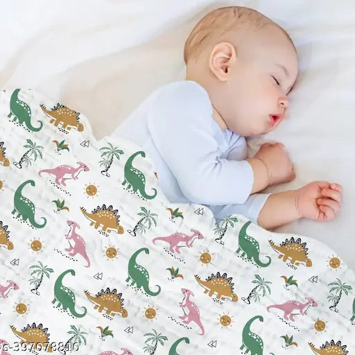 Aerocotton home baby muslin swaddle 100x100cm-pack, lightweight cotton AC blanket for swaddling & layering, ideal for newborns, cartoon print from India