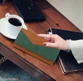 Stylish faux leather hand clutch purse for women and girls, bronze tan colorblock design with 5 compartments, magnetic button closure, and multiple card slots. Lightweight and easy to carry, made in India