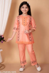 Sky Blue Girls' Cotton Printed Kurta & Palazzo Set, 6-9 Months, festive party wear for kids clothing