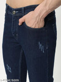 High-quality blue denim men's slim fit high-rise jeans, perfect for modern wardrobe style