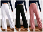 PeachWhiteBlack cotton blend bell bottom trousers pack of 3 - comfortable lycra women's trouser pants