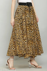 Multi-colored Georgette flared maxi skirt for women, print design, ideal for fashion-conscious ladies. Brand: Raabta Fashion