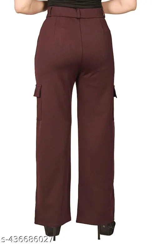 Solid cotton-lycra women's R1 cargo pants - comfortable fit, pack of 1