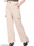 Cotton blend self-design bell bottom pants for girls, featuring four pockets - size 30 (waist 30", length 36") or size 32 (waist 32", length 36"). Made in India