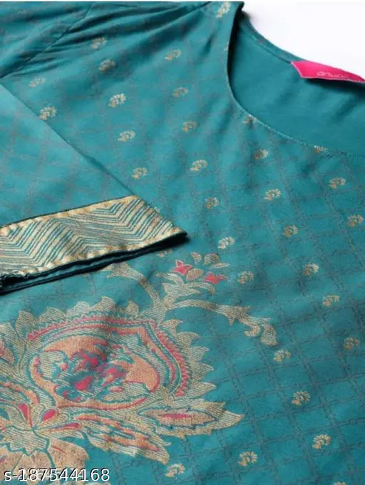 Green cotton kurta set with palazzos for girls, printed with latest Indian trend for special occasions like weddings, Mehndi functions, office parties, or nights out. Made from comfortable cotton fabric