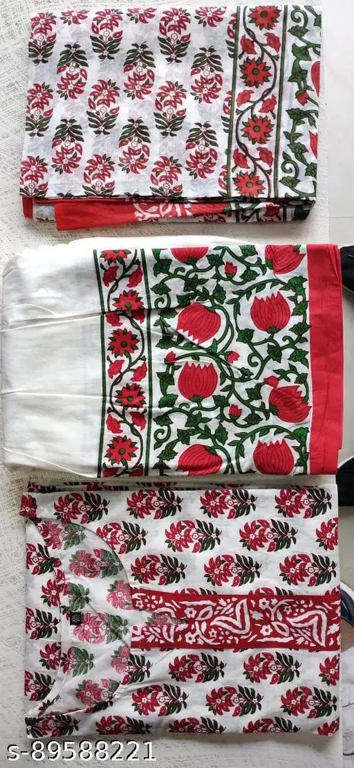 Cotton Treandy Dupatta Set - Printed three-quarter sleeve kurta and bottomwear, single size M (38in bust, 14.5in shoulder), Indian origin