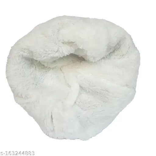 Black wool beanie hat, warm and soft with fur pompom, women's winter wear by UPAREL