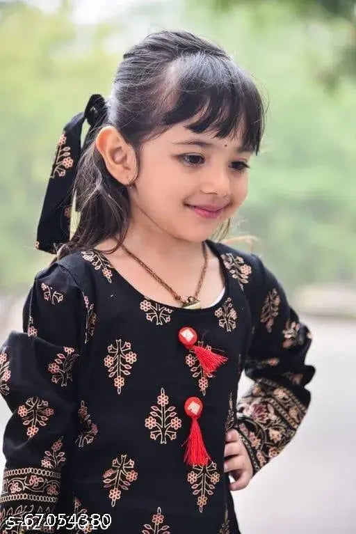 Printed rayon kids kurta, three-quarter sleeves, brightly patterned net, Indian traditional clothing for children aged 3-13 years